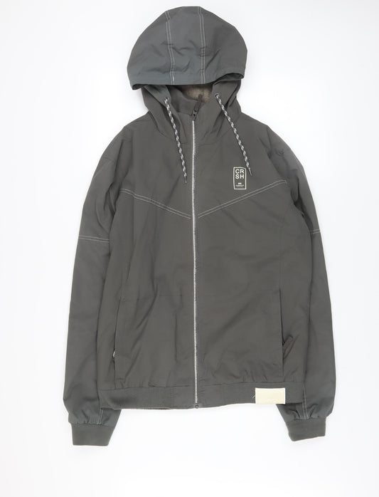 Crosshatch Mens Grey XL Hooded Windbreaker Jacket
