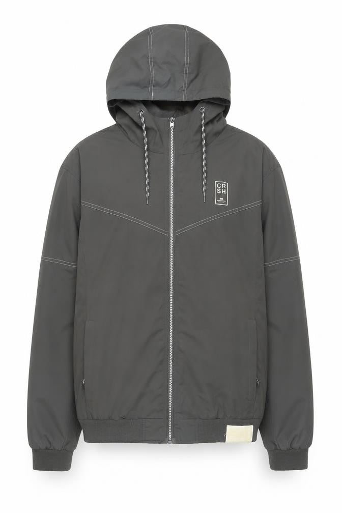 Crosshatch Mens Grey XL Hooded Windbreaker Jacket