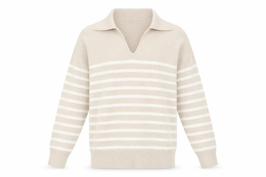 Dunnes Men’s Beige Striped Collared Pullover Jumper Size S