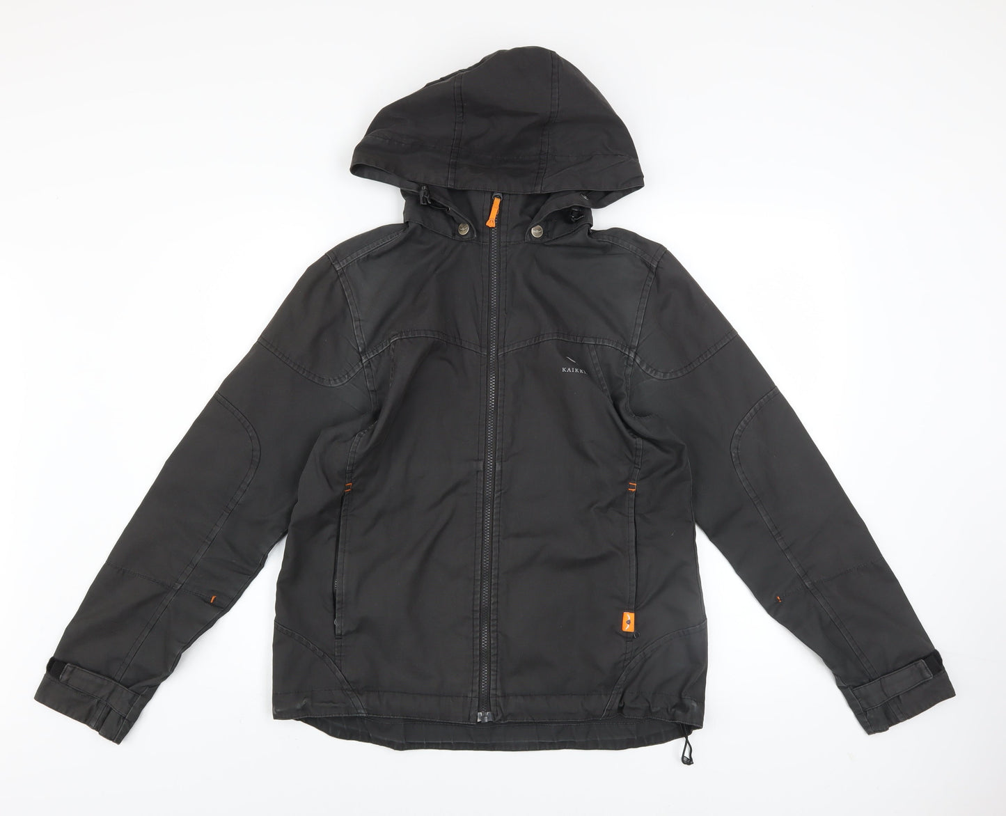 Kaikkialla Men's Black Hooded Parka Jacket Size 38 Regular Fit Outdoor