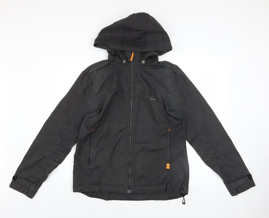 Kaikkialla Men's Black Hooded Parka Jacket Size 38 Regular Fit Outdoor