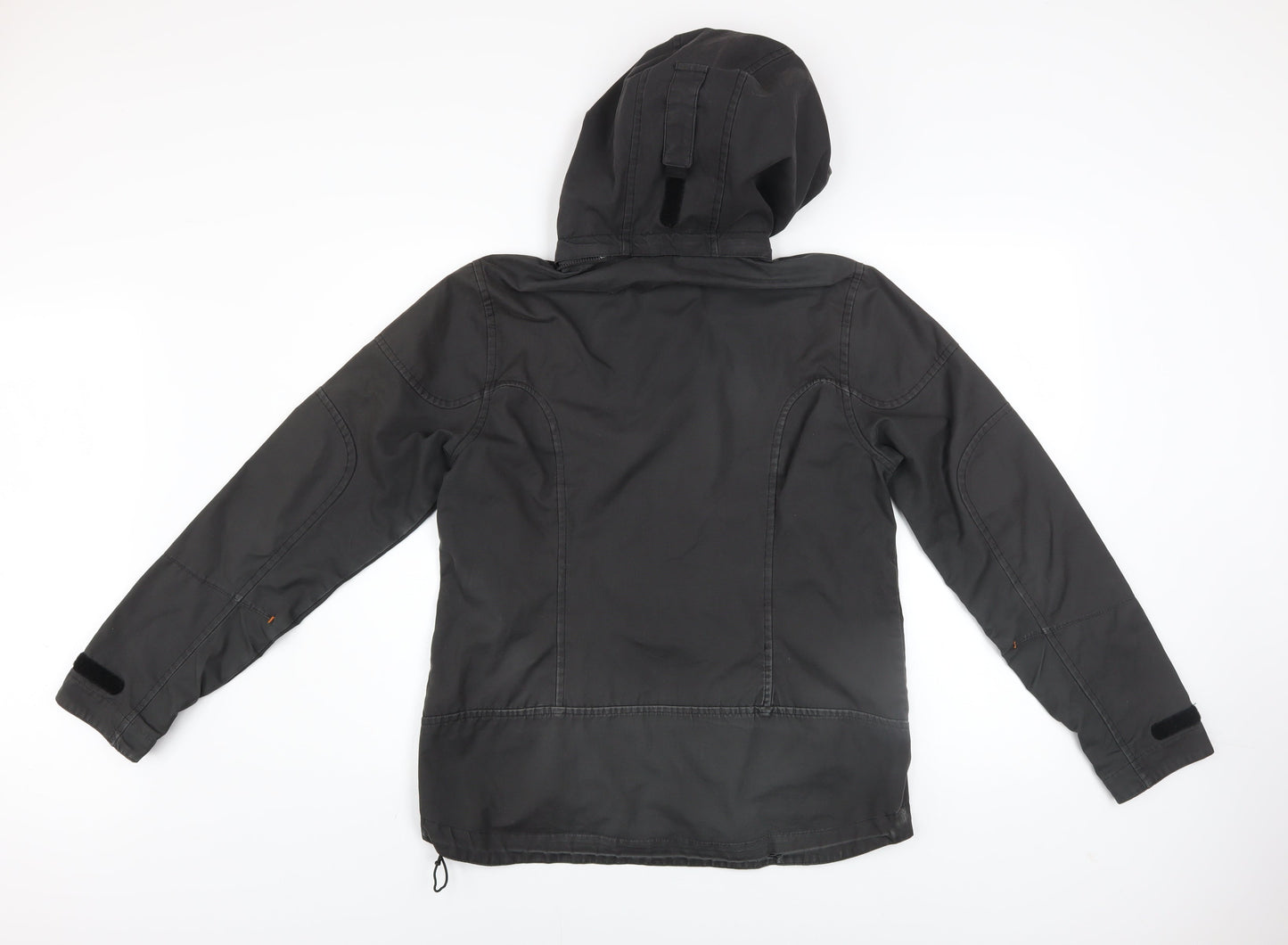 Kaikkialla Men's Black Hooded Parka Jacket Size 38 Regular Fit Outdoor