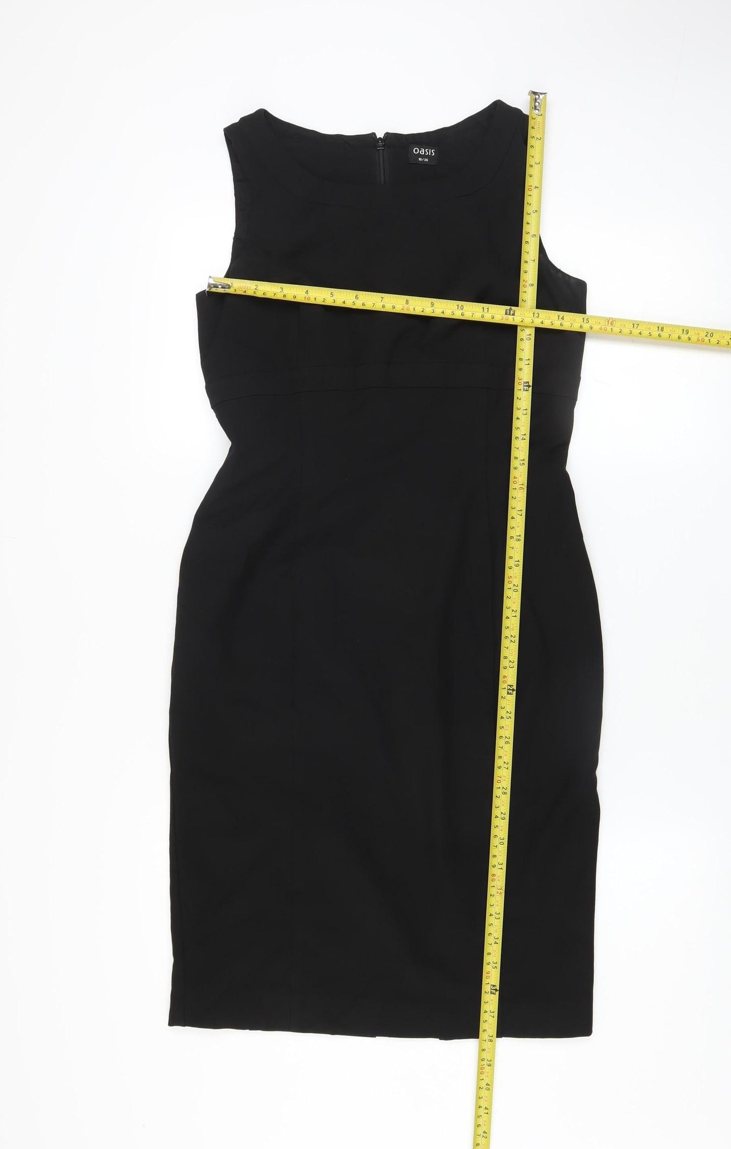 Oasis Women’s Black Size 10 Sheath Work Dress Sleeveless Knee Length