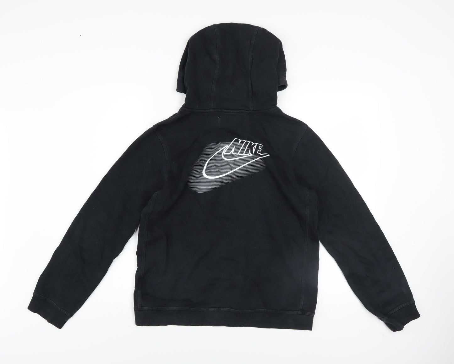 Nike Boys Black XL Pullover Hoodie with Large Logo and Fleece Lining