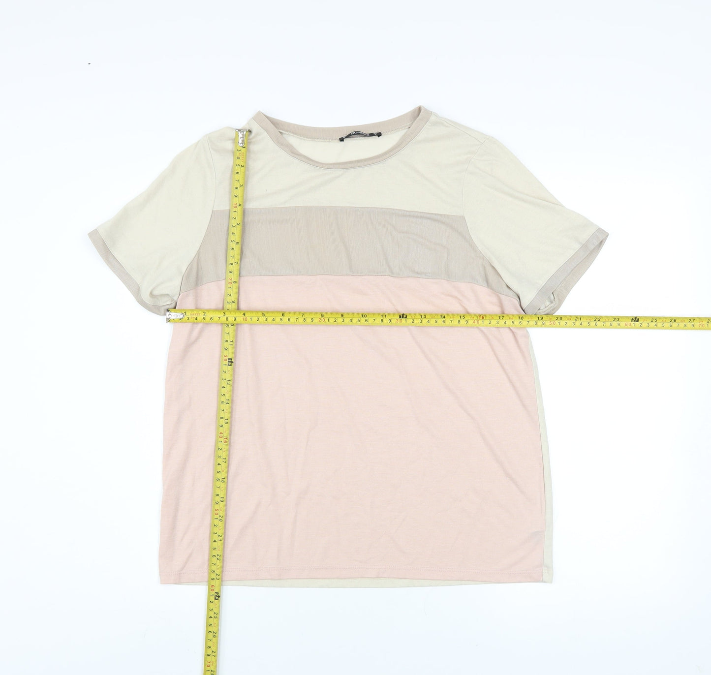 Dunnes Stores Women’s Beige Colourblock Short Sleeve T-Shirt Size 12