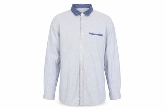 DENIMco Men's Blue Check Long Sleeve Cotton Button-Up Shirt XL