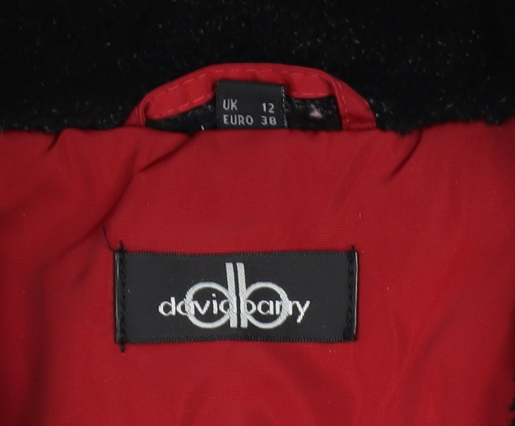 David Barry Womens Red Hooded Puffer Jacket Size 12 Winter Coat