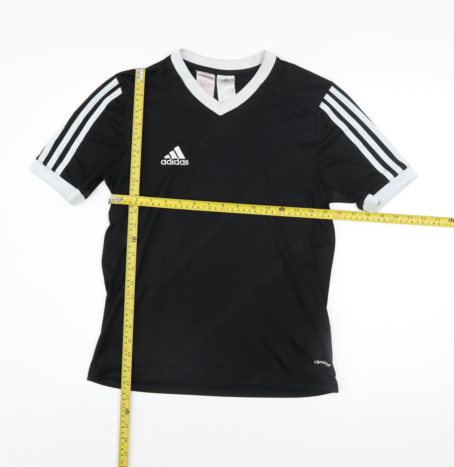 adidas Boys Black Football Jersey T-Shirt Size 14 Years Lightweight Sports Top