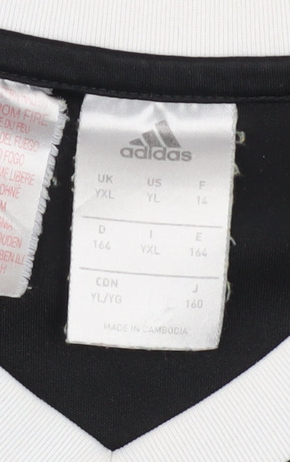 adidas Boys Black Football Jersey T-Shirt Size 14 Years Lightweight Sports Top