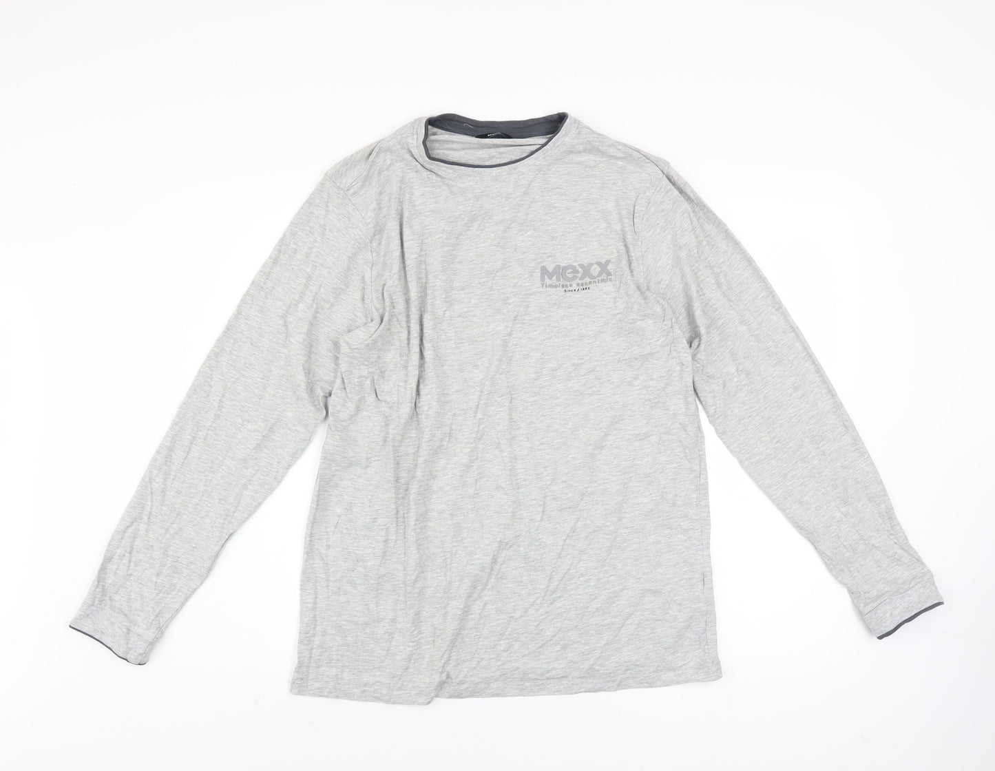 Mexx Men’s Grey Long Sleeve Crew Neck Cotton Top Size L