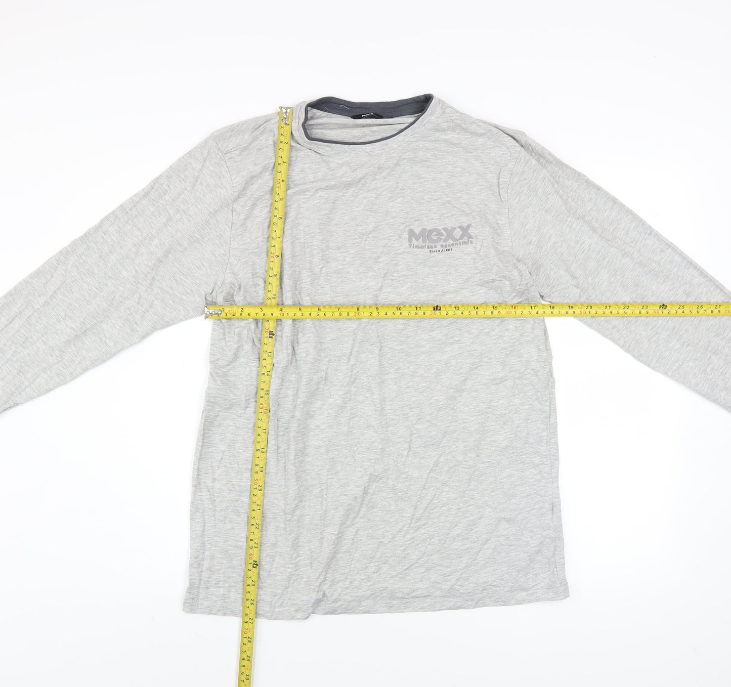 Mexx Men’s Grey Long Sleeve Crew Neck Cotton Top Size L