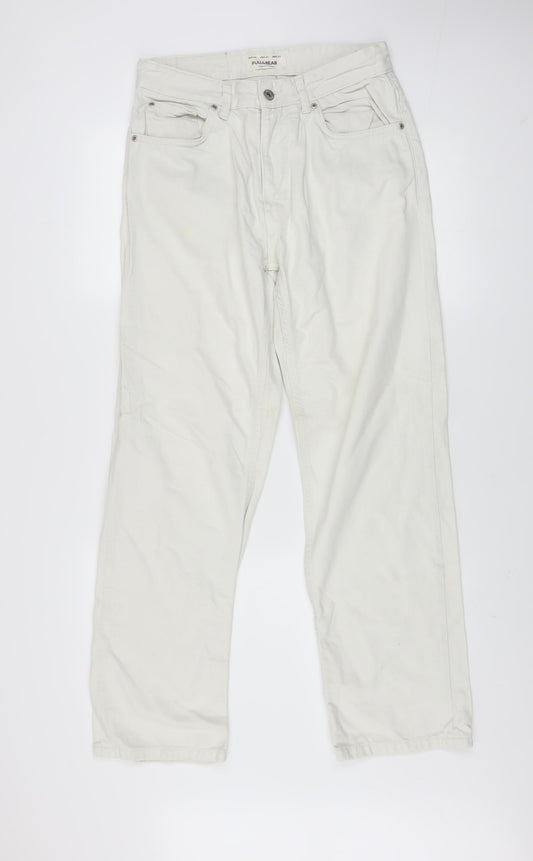 Pull&Bear Men's White Straight Jeans Size 31 Regular Fit Denim