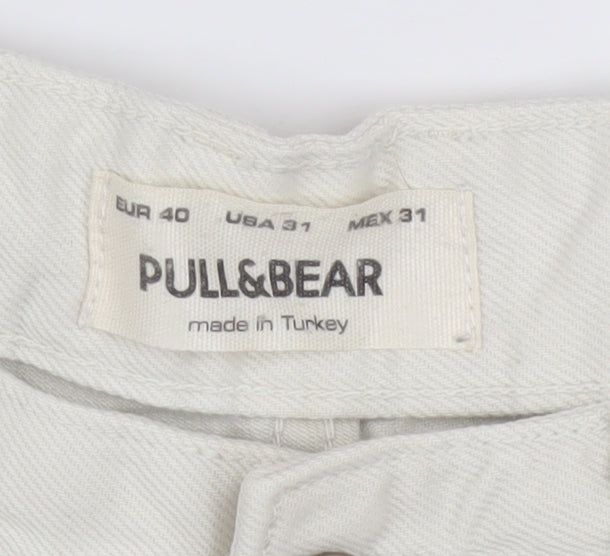 Pull&Bear Men's White Straight Jeans Size 31 Regular Fit Denim