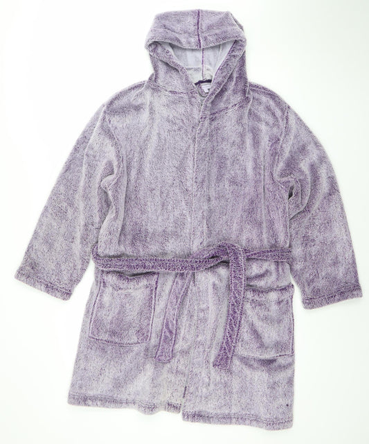 John Lewis Women's Purple Fleece Hooded Robe S