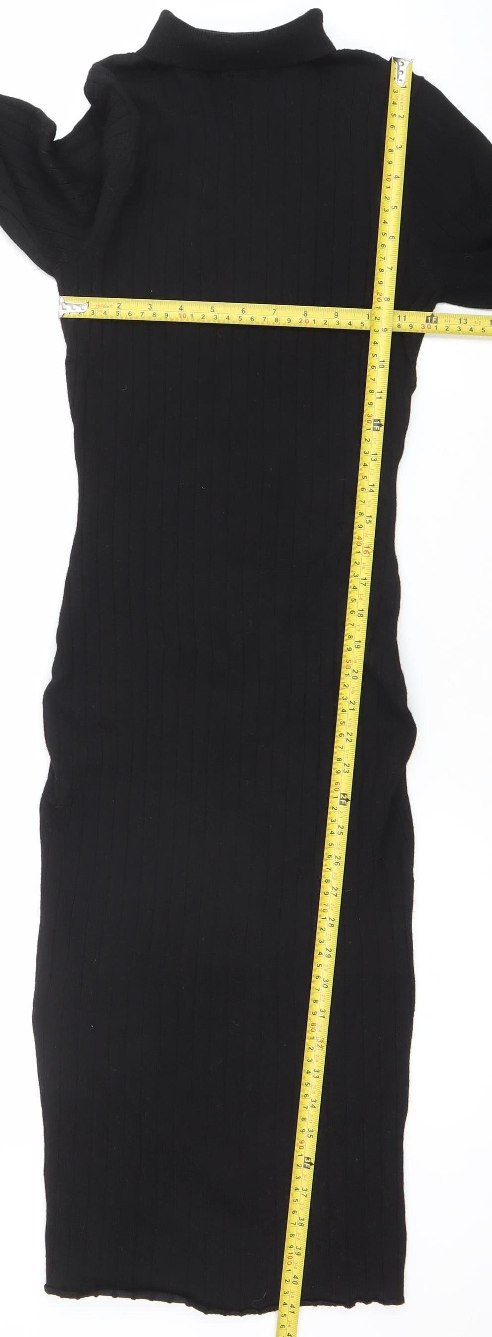 Maryia Fashion Women’s Black Knit Bodycon Midi Dress M