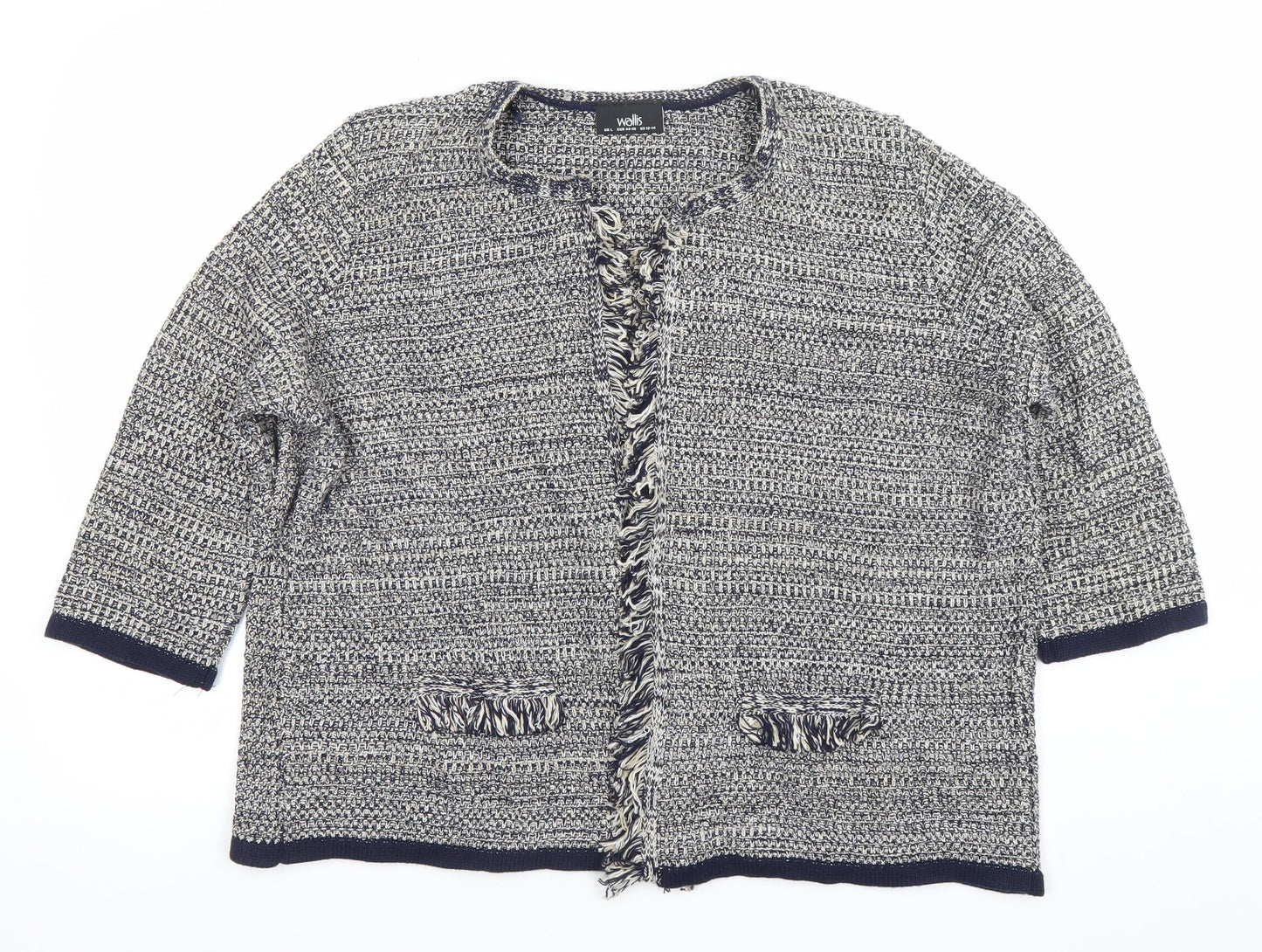 Wallis Women’s Blue Chunky Knit 3/4 Sleeve Cardigan L