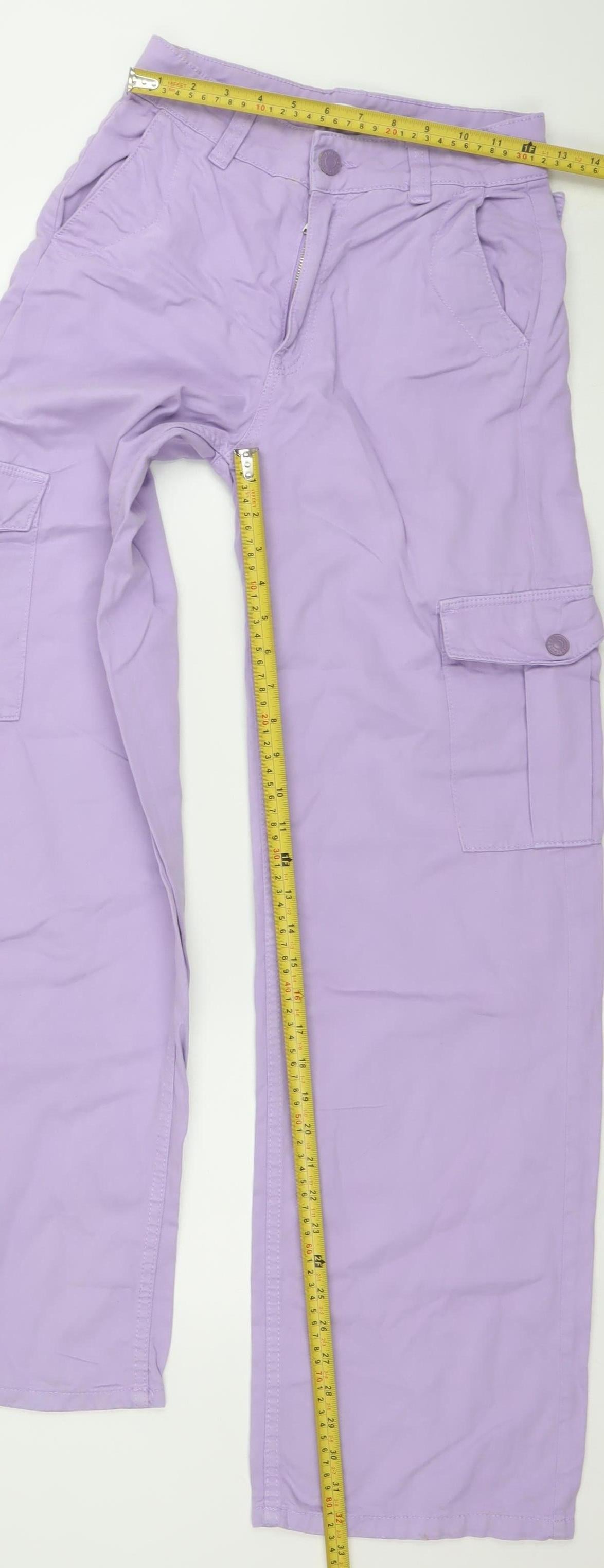 Pull&Bear Women's Purple Cargo Jeans Size 4 Regular Fit Cotton