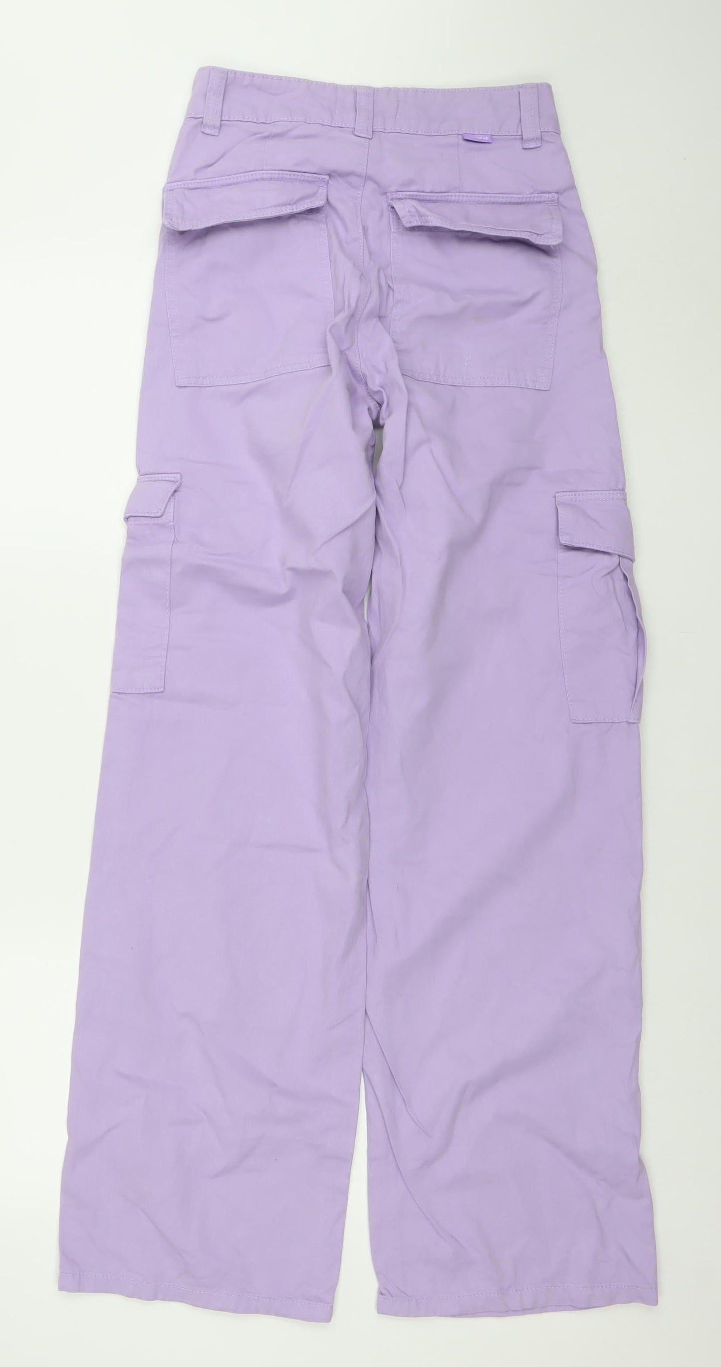 Pull&Bear Women's Purple Cargo Jeans Size 4 Regular Fit Cotton