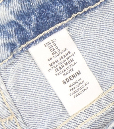 H&M Women’s Blue High Rise Distressed Mom Jeans Size 4