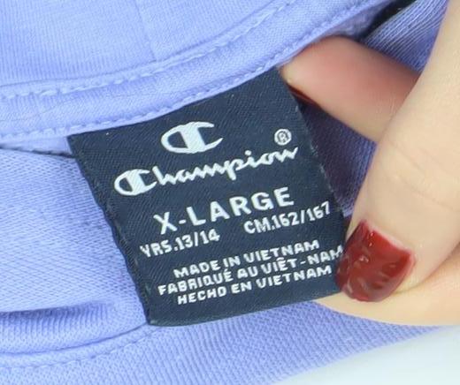 Champion Girls Purple XL Pullover Hoodie Logo Fleece Sweatshirt