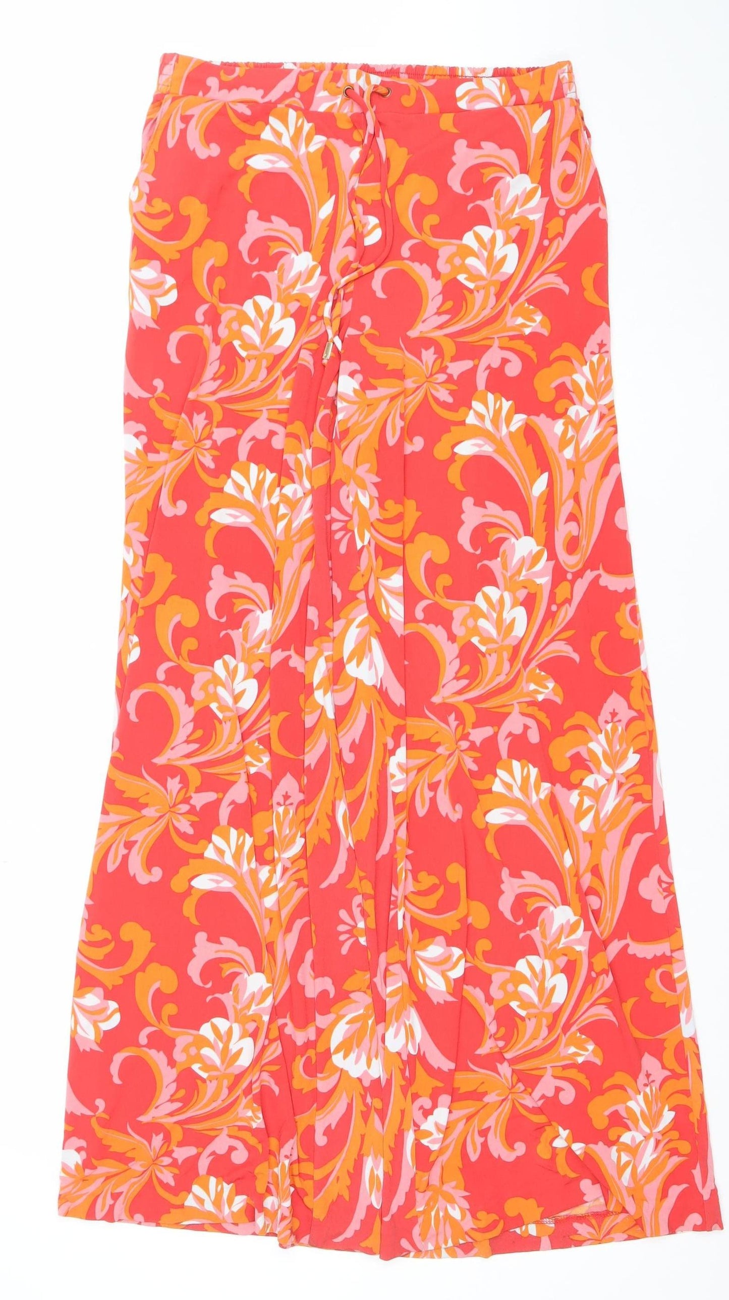 New York & Company Women's Multicoloured Floral Wide-Leg Stretch Trousers M
