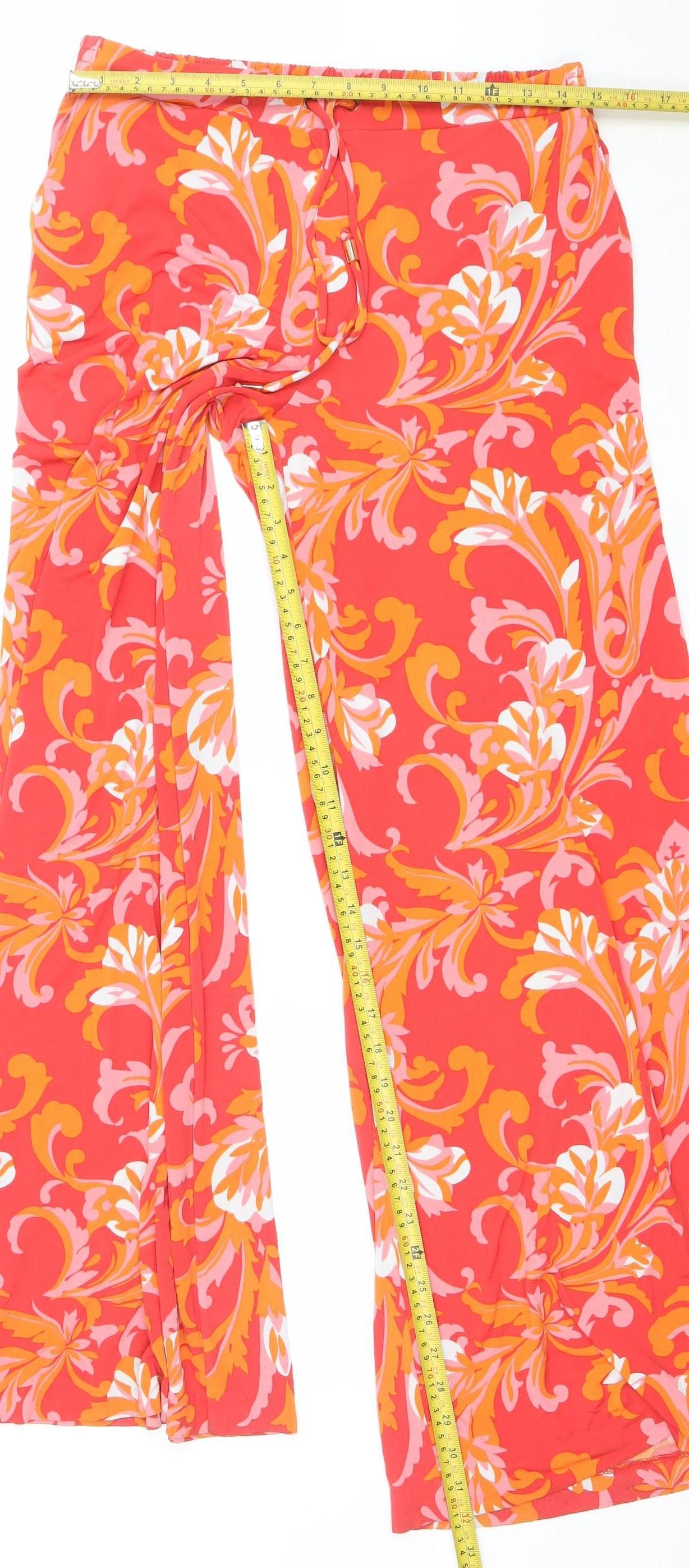 New York & Company Women's Multicoloured Floral Wide-Leg Stretch Trousers M
