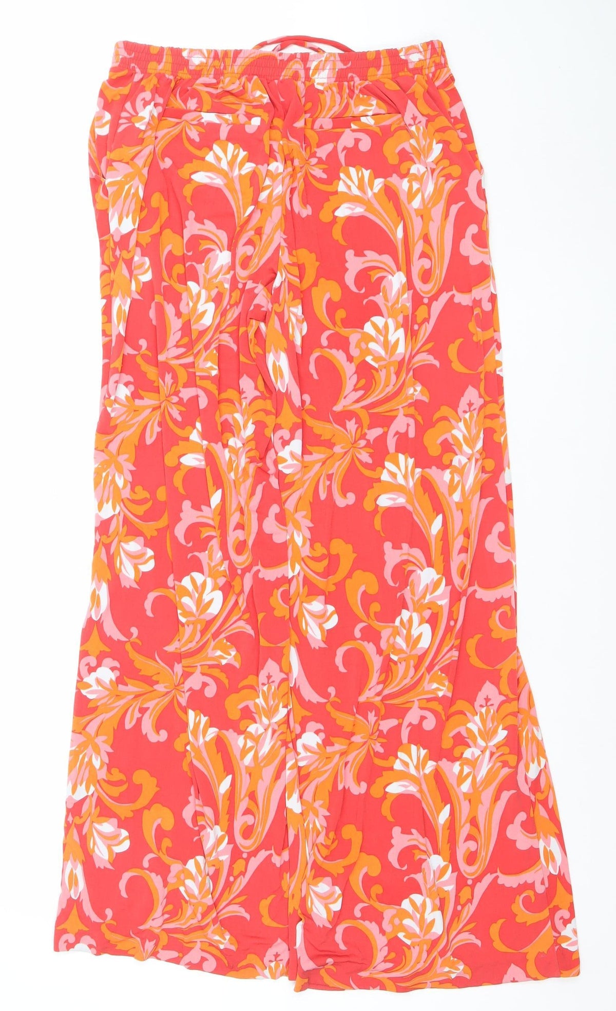 New York & Company Women's Multicoloured Floral Wide-Leg Stretch Trousers M