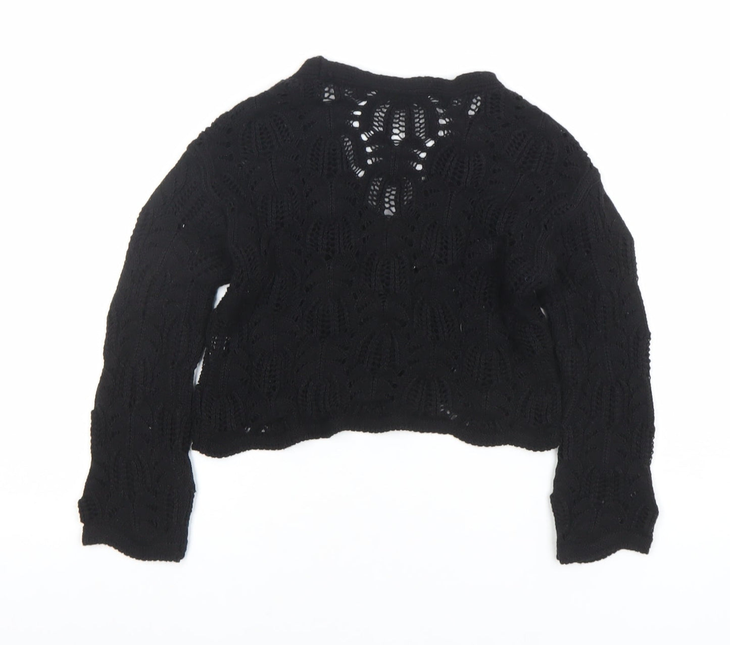 Marks and Spencer Girls Black Crochet Tie Cardigan 4-5 Years