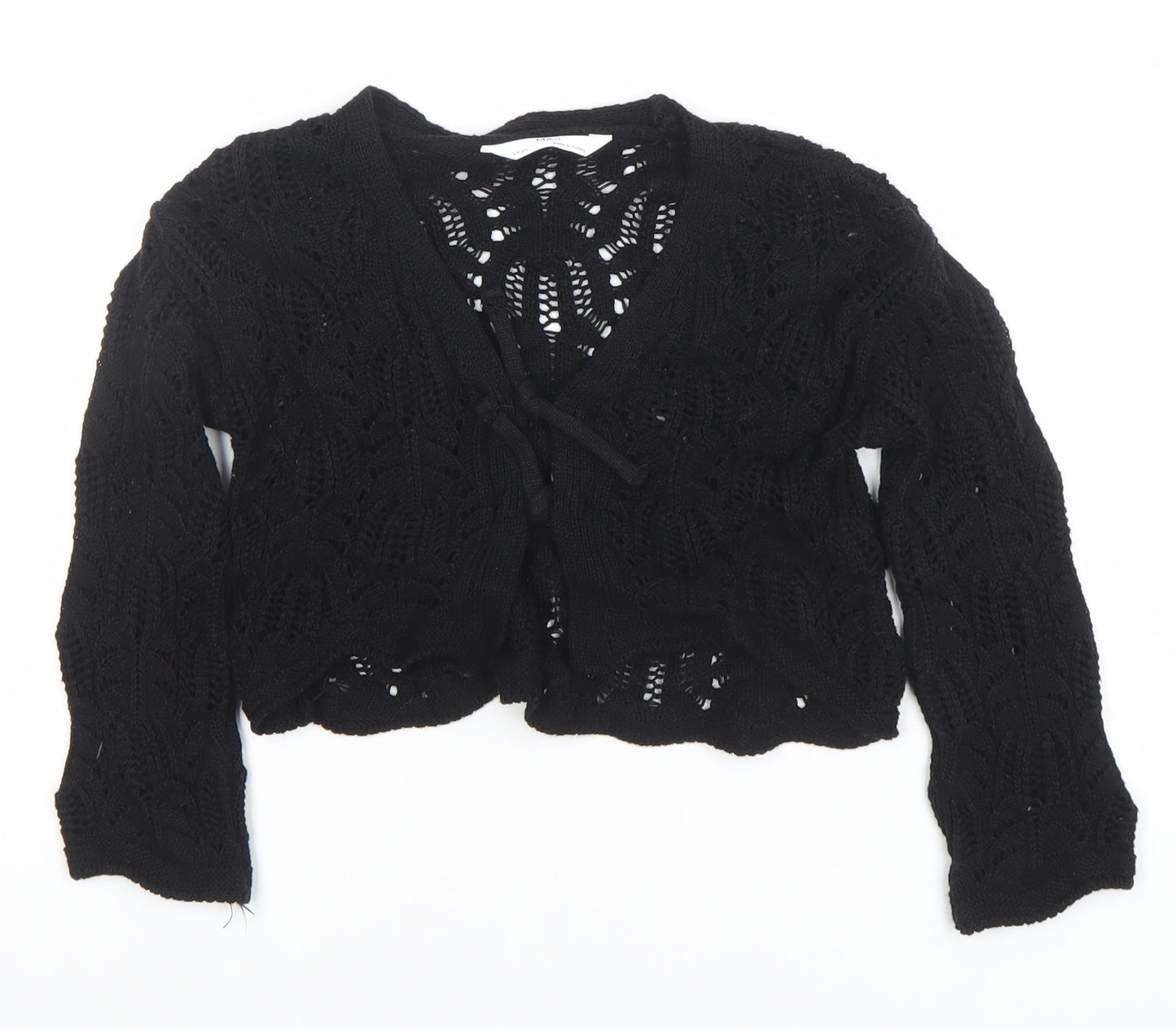 Marks and Spencer Girls Black Knit Tie Front Cardigan 3-4 Years