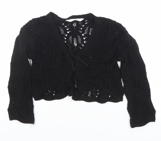 Marks and Spencer Girls Black Knit Tie Front Cardigan 3-4 Years