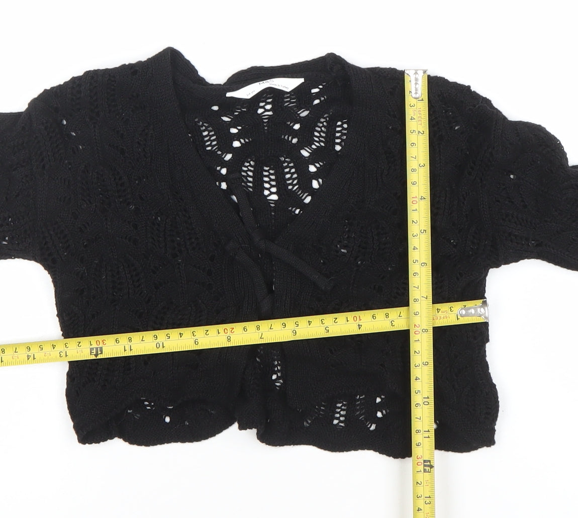 Marks and Spencer Girls Black Knit Tie Front Cardigan 3-4 Years