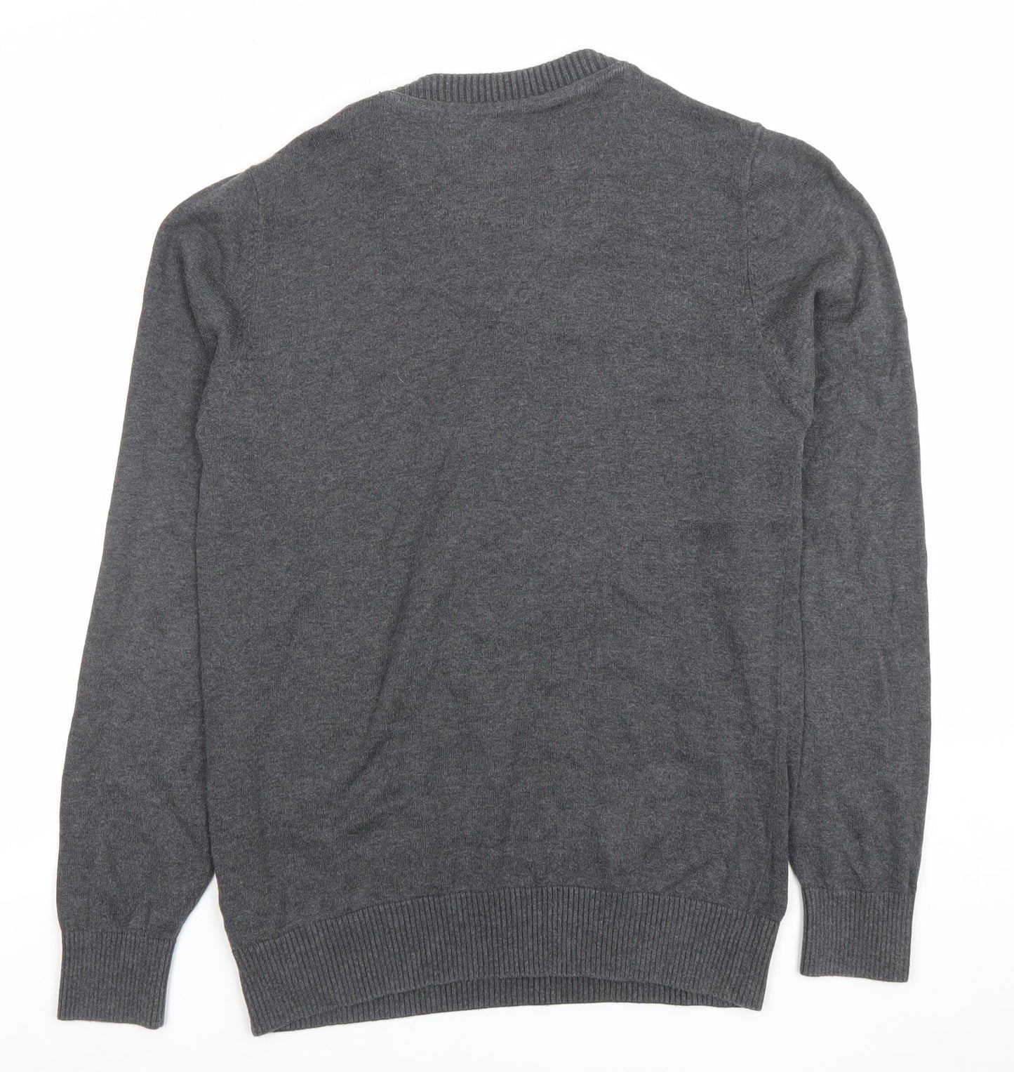 Next Men’s Grey V-Neck Button Detail Cotton Cashmere Jumper Size S