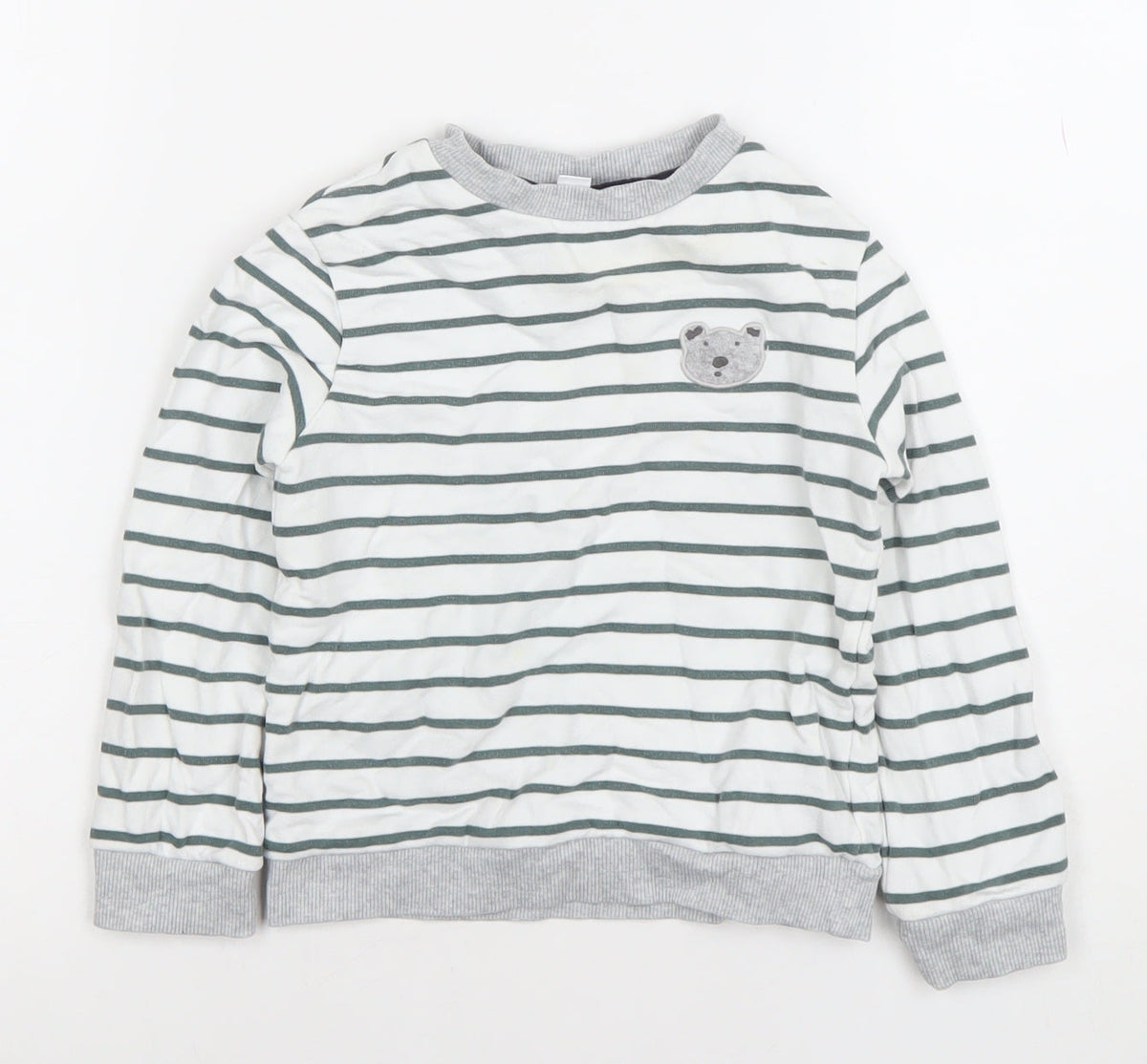 The White Company Boys White Striped Cotton Sweatshirt 4-5 Years