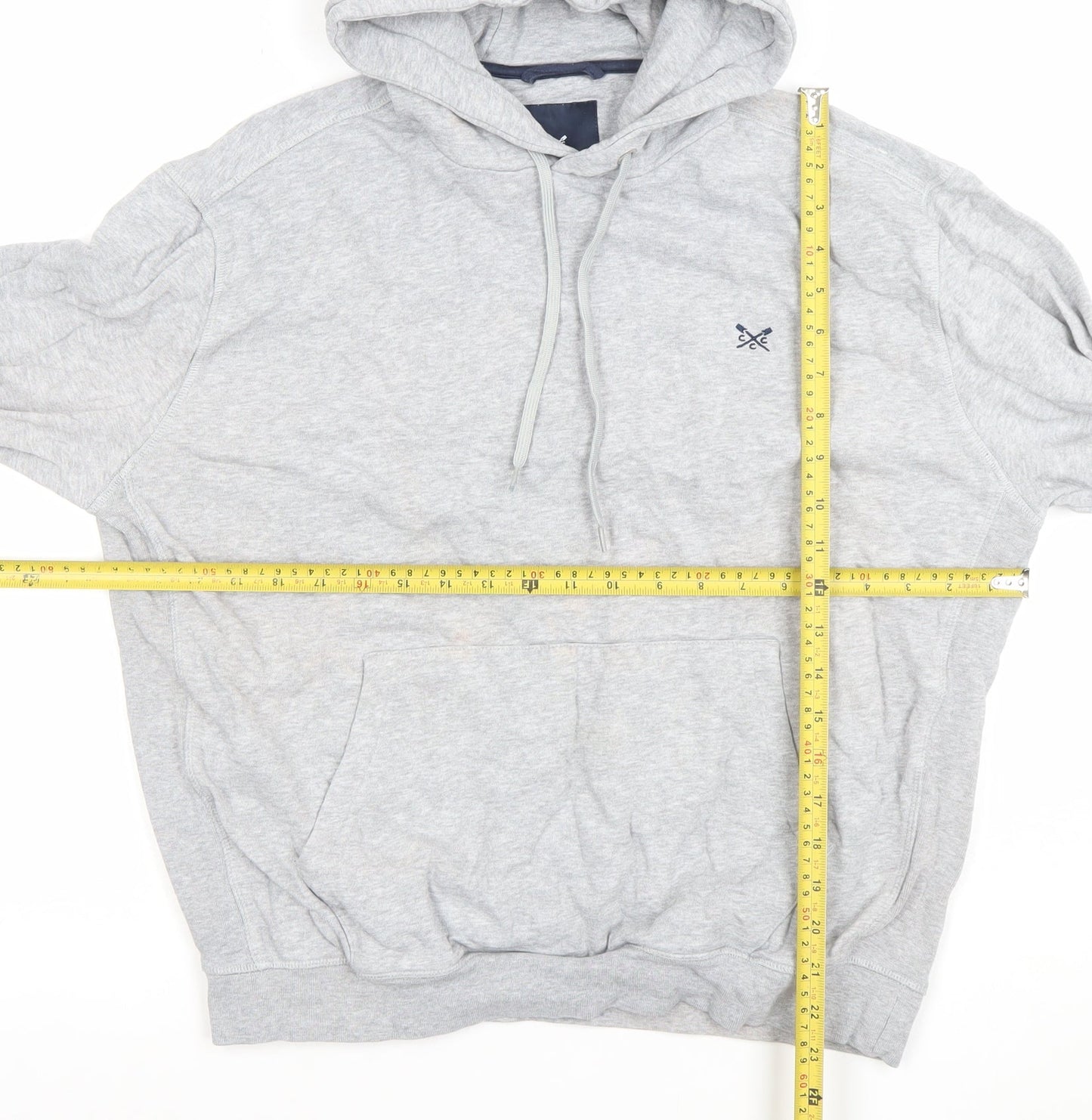 Crew Clothing Company Mens Grey Hoodie L Pullover Cotton Logo