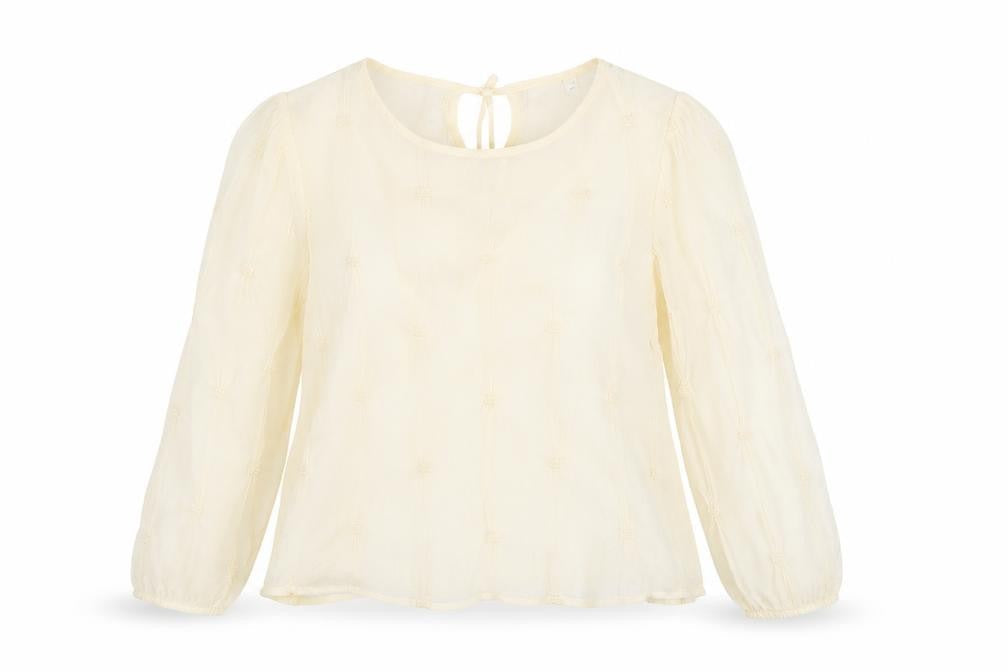 Vila Women Ivory Long Sleeve Textured Tunic Blouse Size 14