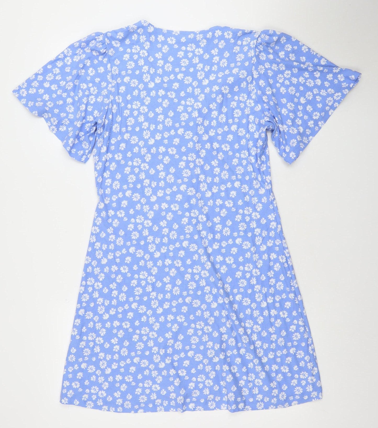 F&F Womens Blue Floral Fit & Flare Knee Length Dress M