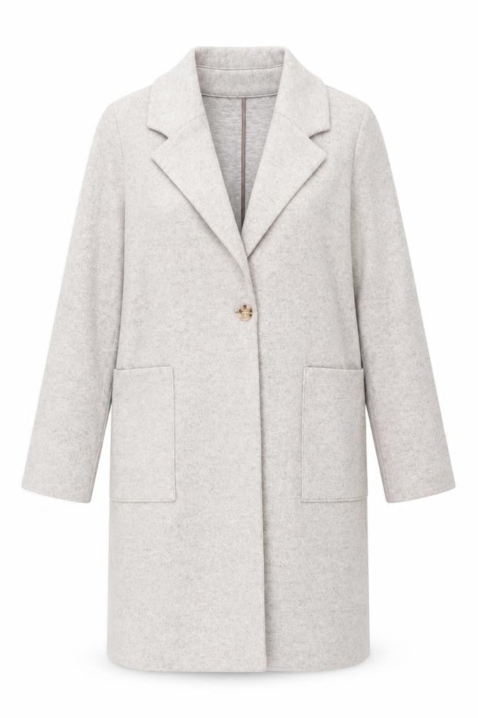 Next Women Beige Mid-Length Coat Size 14 Classic Overcoat