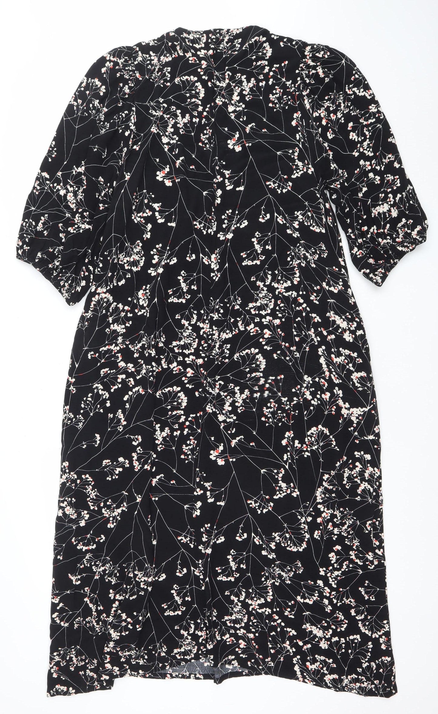 Carolyn Donnelly Women’s Black Floral Midi Shift Dress Size 14