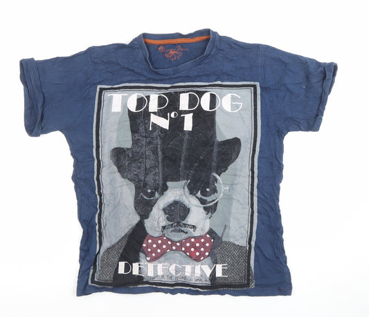 Manor Born Boys Blue Cotton Graphic Top Dog Detective T-Shirt 10-11 Years
