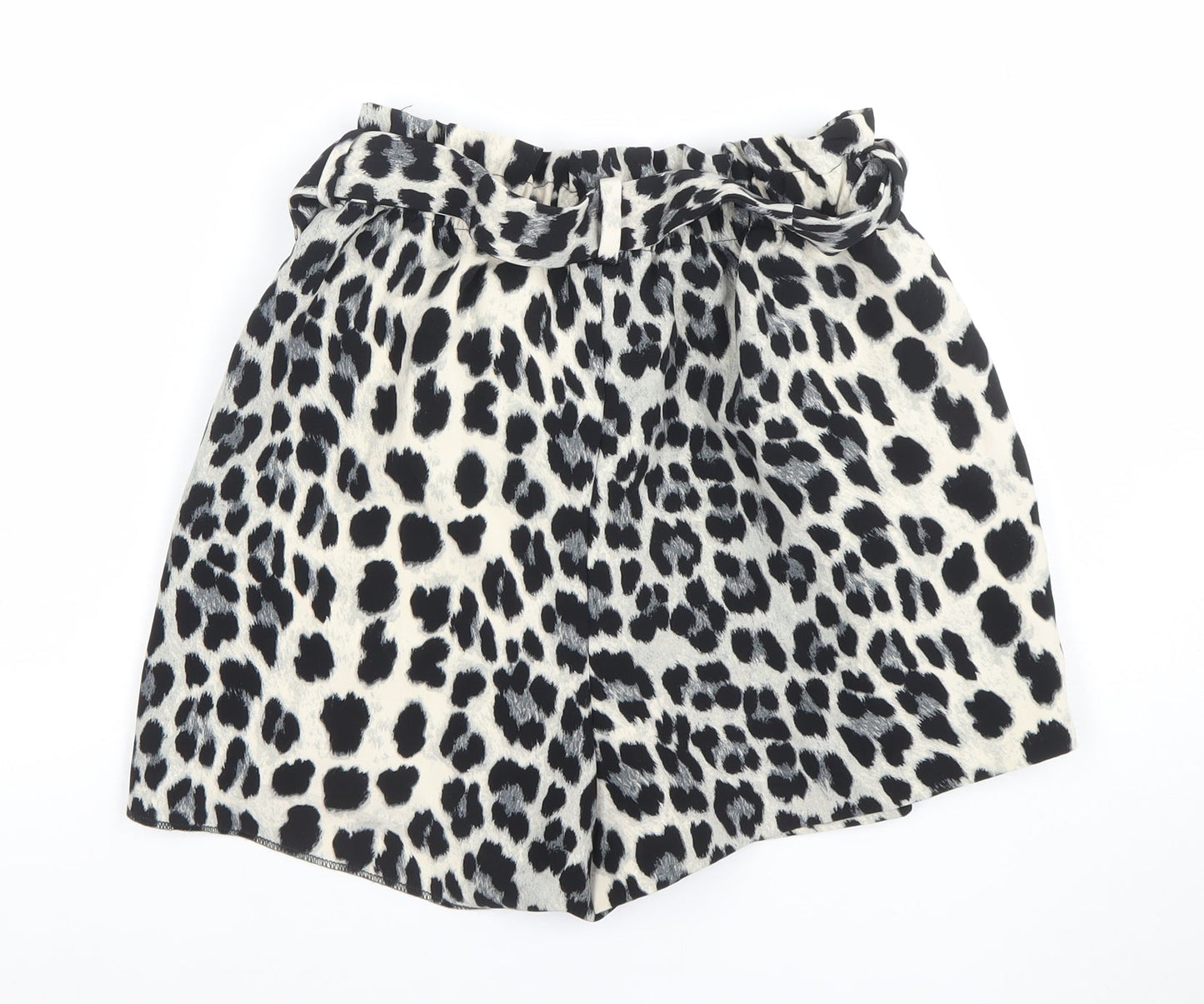 Zara Women's Black Animal Print Paperbag Shorts Size S
