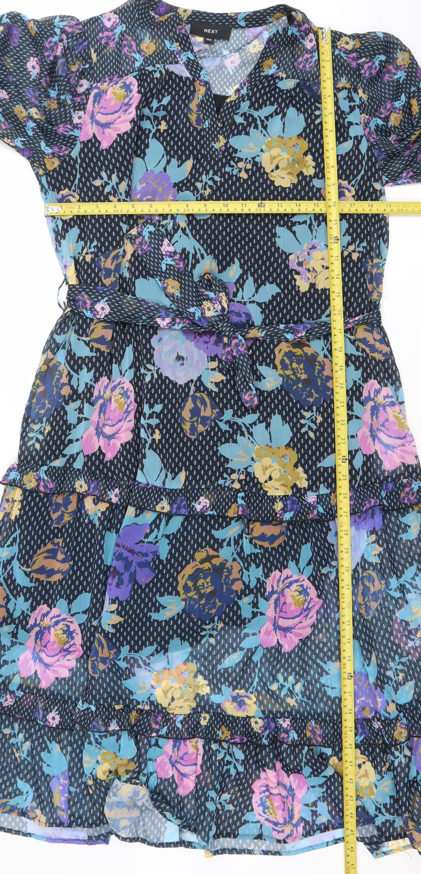 Next Women’s Multicoloured Floral Fit & Flare Knee Length Dress Size 14