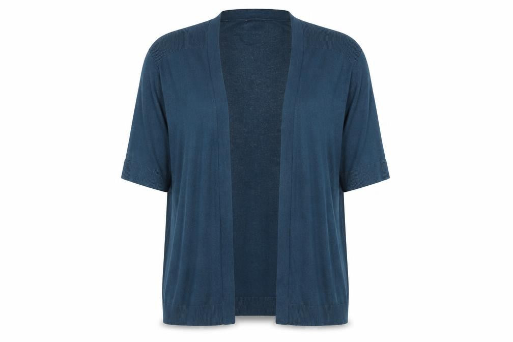 Laura Ashley Women’s Blue Knit 3/4 Sleeve Open Cardigan Size 14