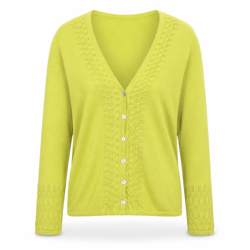 Mistral Women's Green Cotton Knit V-Neck Cardigan Size 12