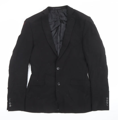 Additional front view of ASOS Women Black Regular Fit Suit Jacket, size UK 10, Classic Blazer