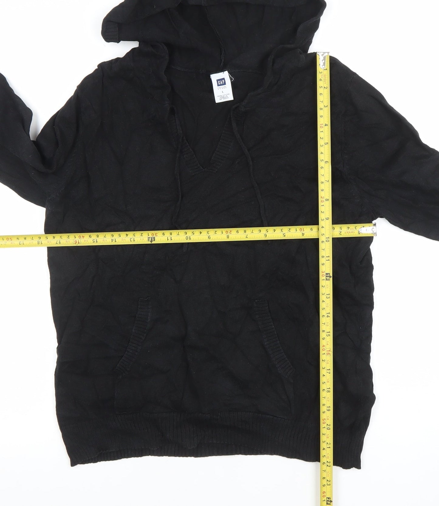 GAP Women Black Large Pullover Hoodie 100% Cotton Casual Sweatshirt