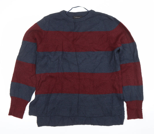 Atmosphere Women’s Navy & Burgundy Striped Pullover Jumper UK 16
