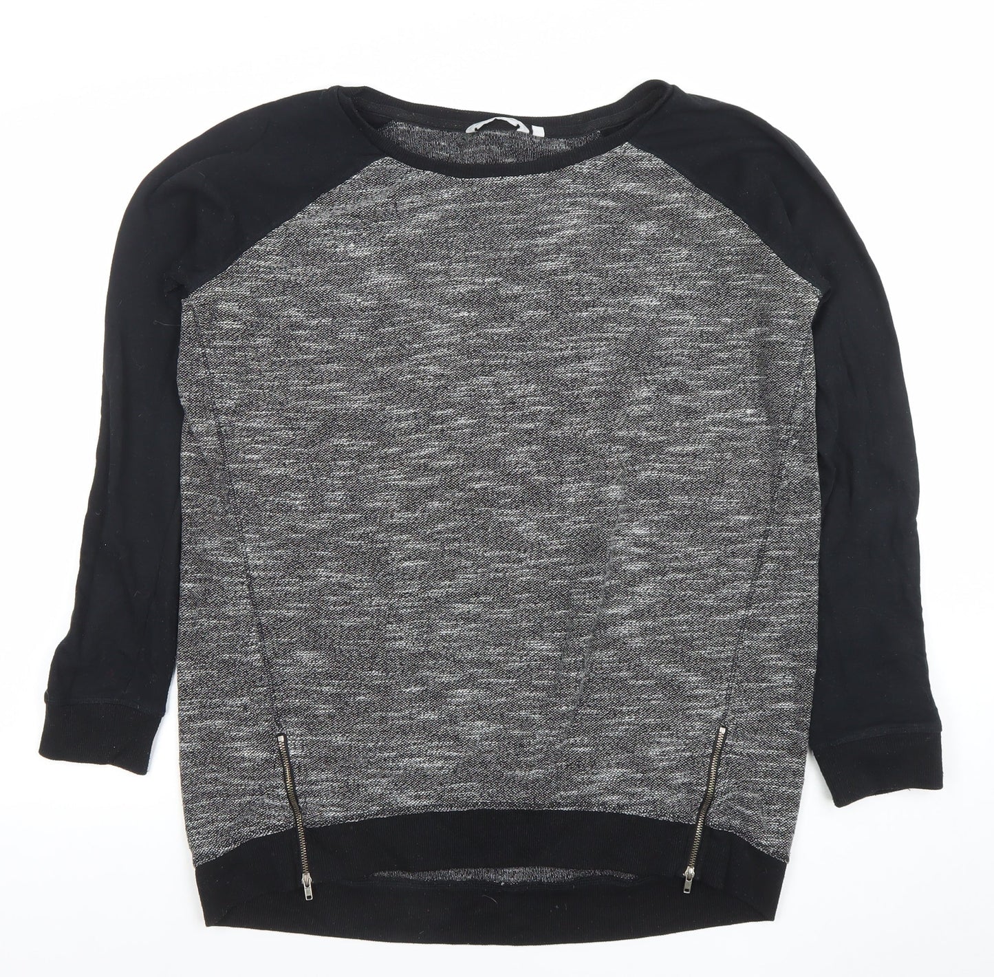 Look Womens Black Size 16 Crew Neck Long Sleeve Zip Jumper