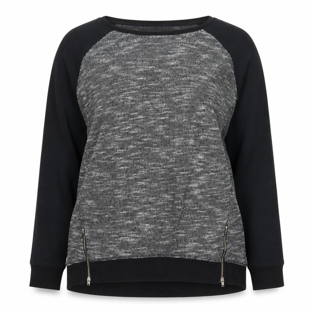 Look Womens Black Size 16 Crew Neck Long Sleeve Zip Jumper