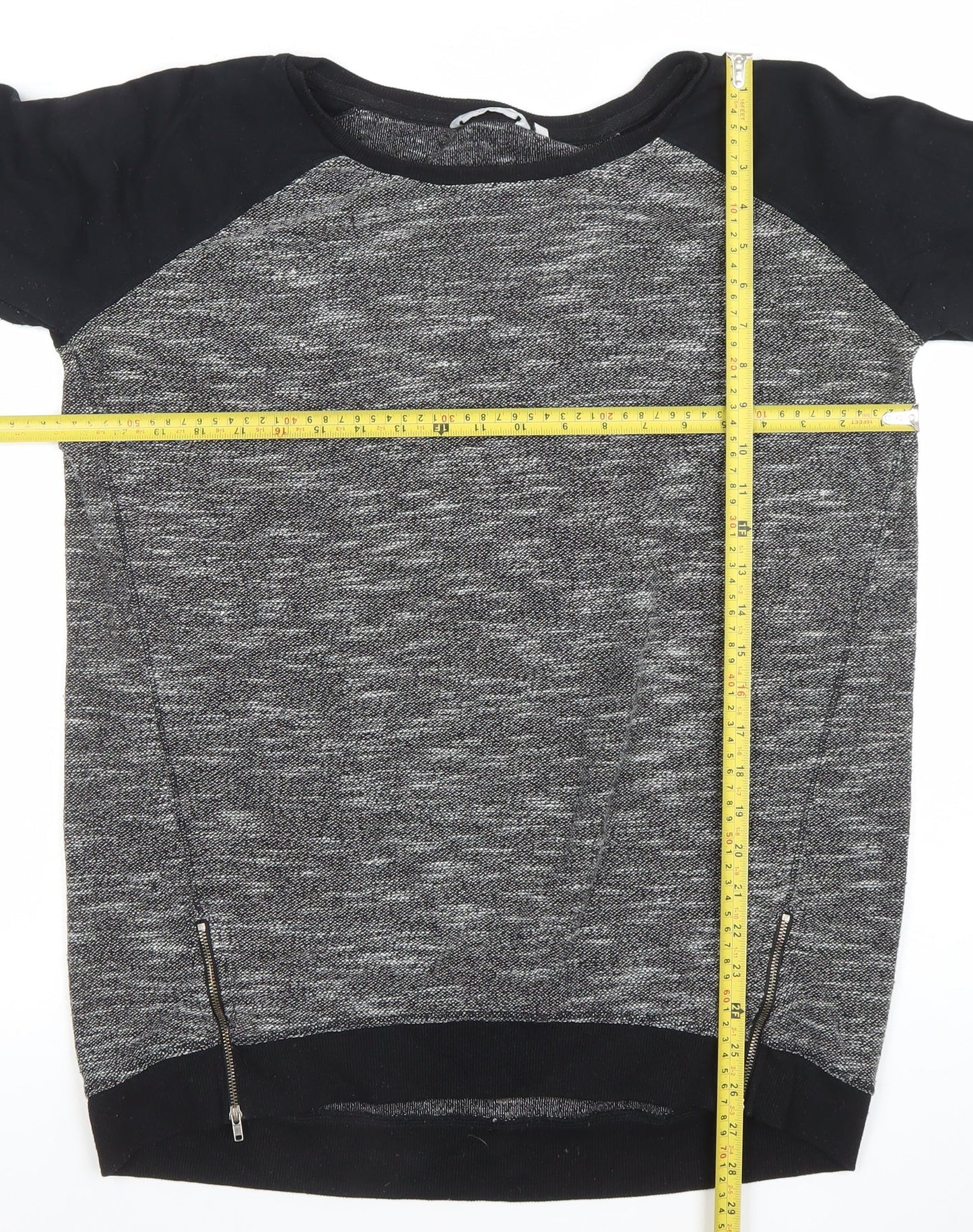Look Womens Black Size 16 Crew Neck Long Sleeve Zip Jumper