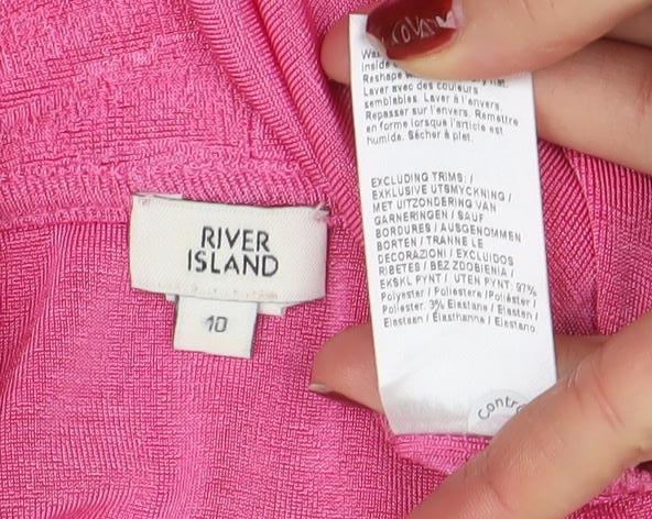 River Island Womens Pink Bodysuit Size 10 Short Sleeve Wrap Style